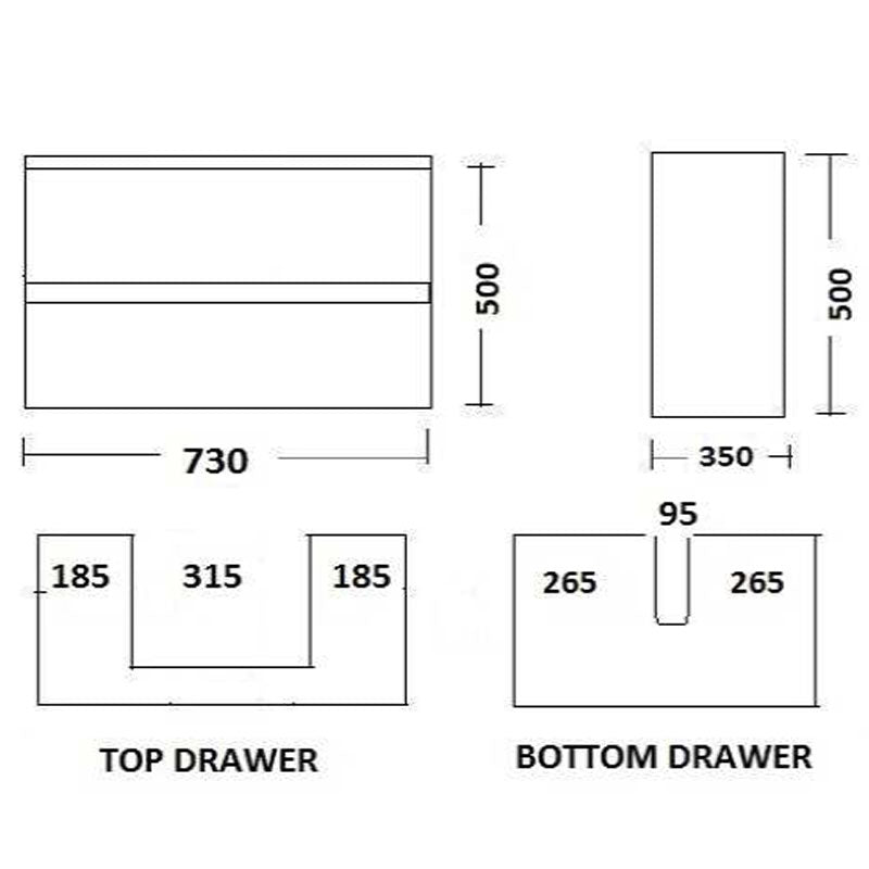Ledin Havana 750 Ensuite Drawer Unit - White Wall Hung with Stone Top & Ceramic Basin