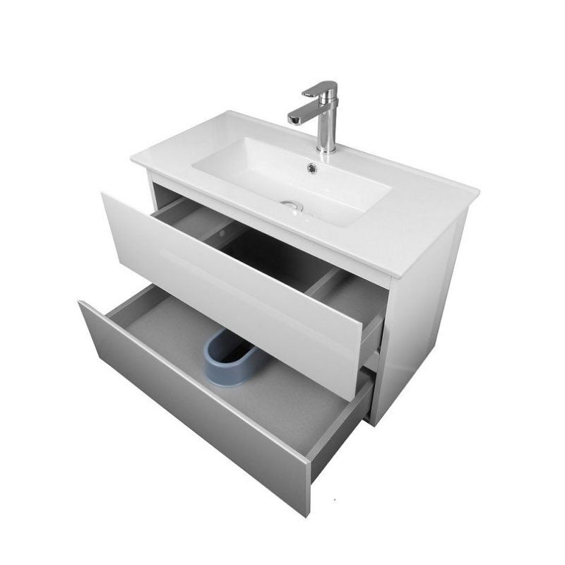 Ledin Havana 750 Ensuite Drawer Unit - White Wall Hung with Solid Surface Top & Ceramic Basin