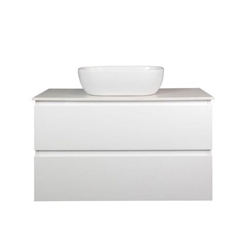 Ledin Havana 750 Ensuite Drawer Unit - White Wall Hung with Solid Surface Top & Ceramic Basin