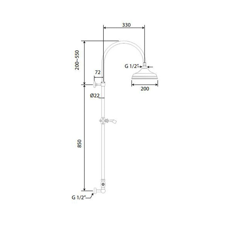 Parisi Hermitage Shower Column with Diverter Chrome Specification
