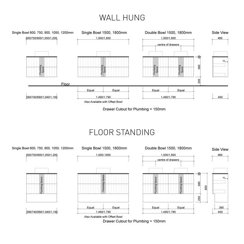 Timberline Henley Wall Hung Vanity with SilkSurface Top & Basin 900mm