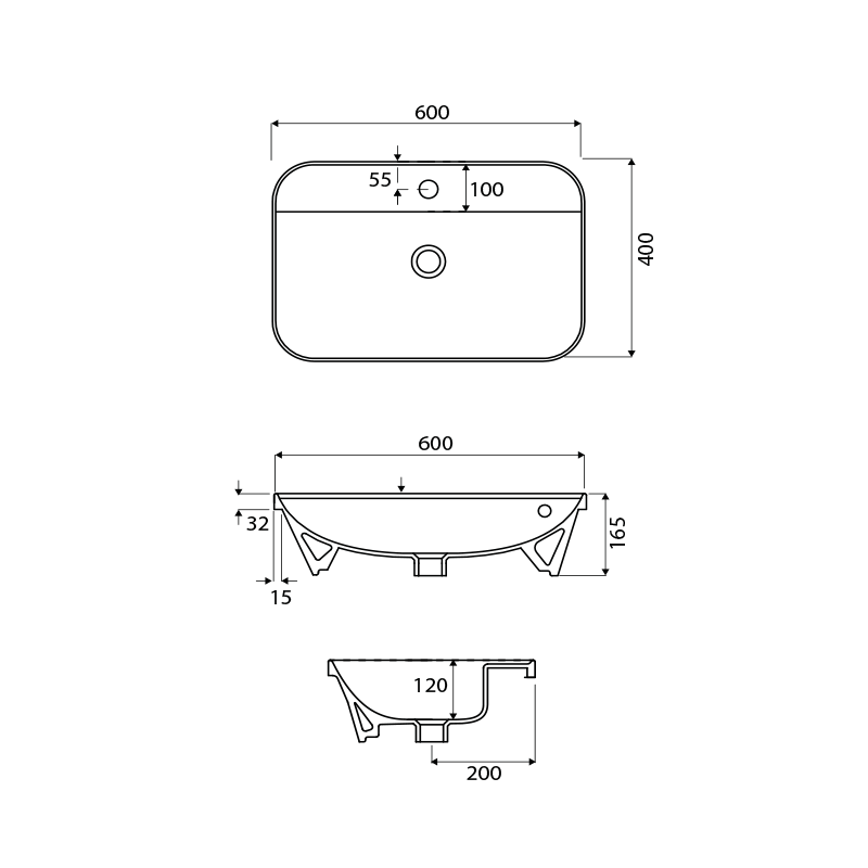 Parisi Gio Evolution 60 Inset Basin - 1 Tap Hole