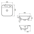 Parisi Gio Evolution 40 Inset Basin 1TH (400x400x165mm) Specification
