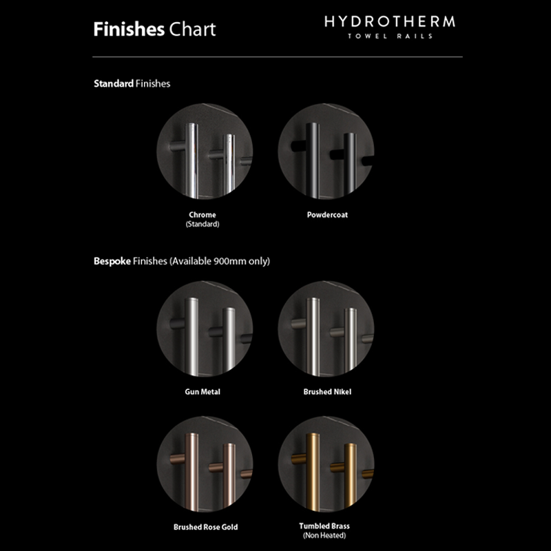 Hydrotherm Bespoke Tube 900 Single Towel Rail - Tumbled Brass