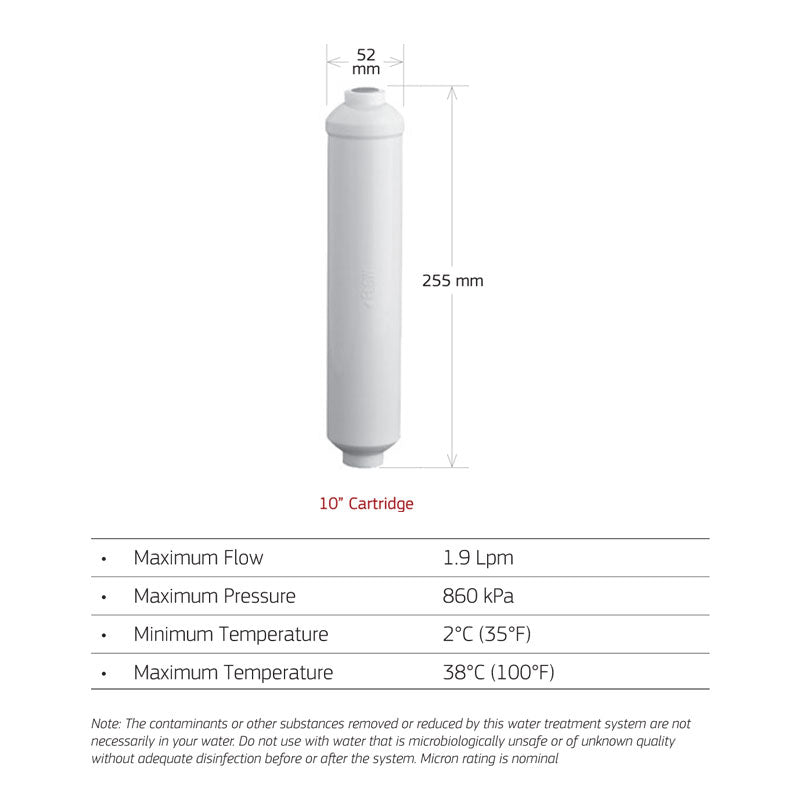 Puretec Inline/External Fridge Filter Cartridge 10", 5 Micron specification