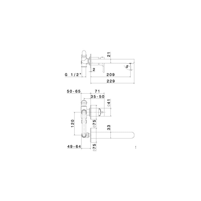 Parisi Linfa II Matt Black Wall Basin Mixer with Spout specifications