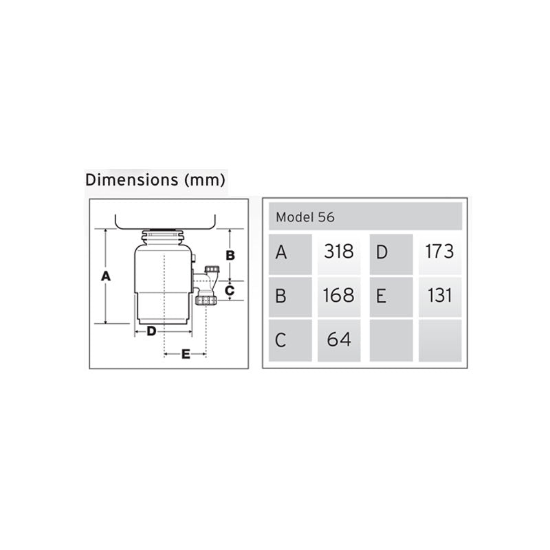 InSinkErator Model 56 Food Waste Disposer Specification