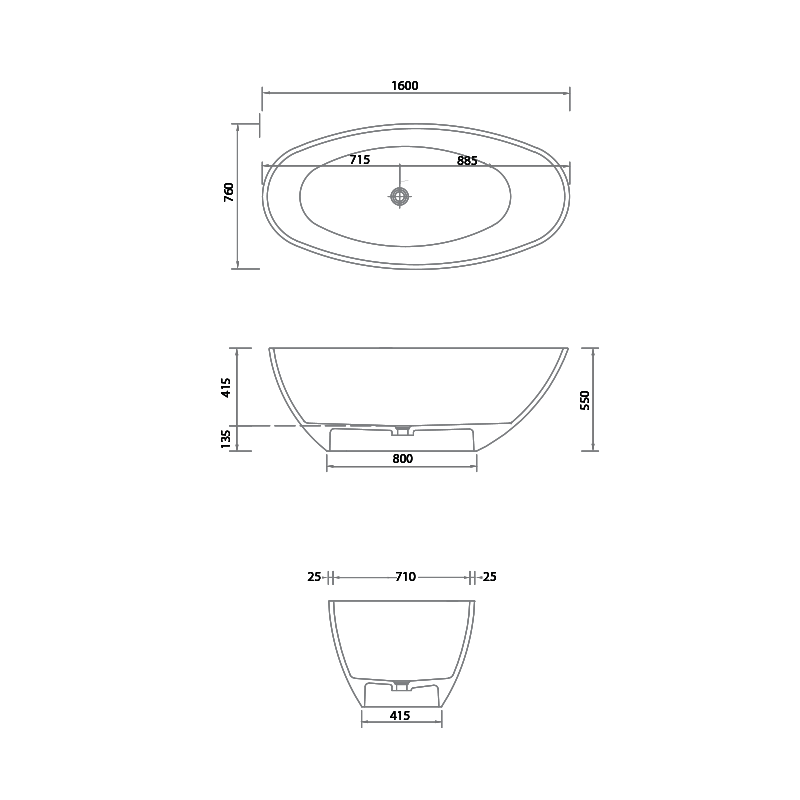 Parisi Isola 1600 Freestanding Bath