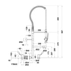 Gentec JETFLO Hot and Cold Wall Mounted Pre Rinse Unit with Pot Filler & Lever Specification