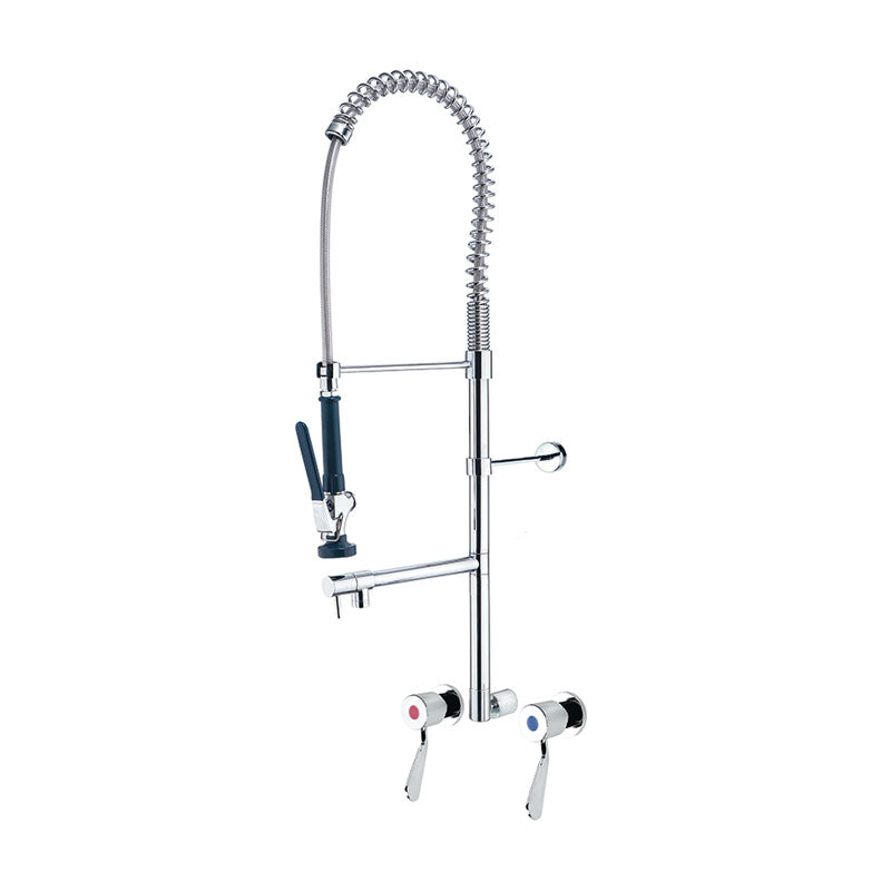 Gentec JETFLO Hot and Cold Wall Mounted Pre Rinse Unit with Pot Filler & Lever