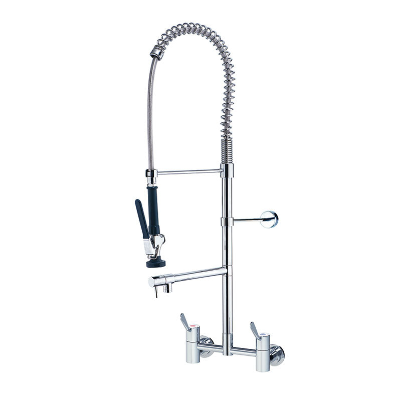 Gentec JETFLO Hot and Cold Exposed Wall Mounted Pre Rinse Unit w/ Pot Filler