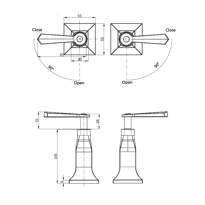 Parisi Jazz Lever Wall Top Assemblies