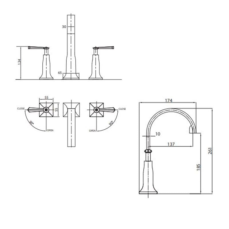 Parisi Jazz Lever Basin Set with Spout Specfication