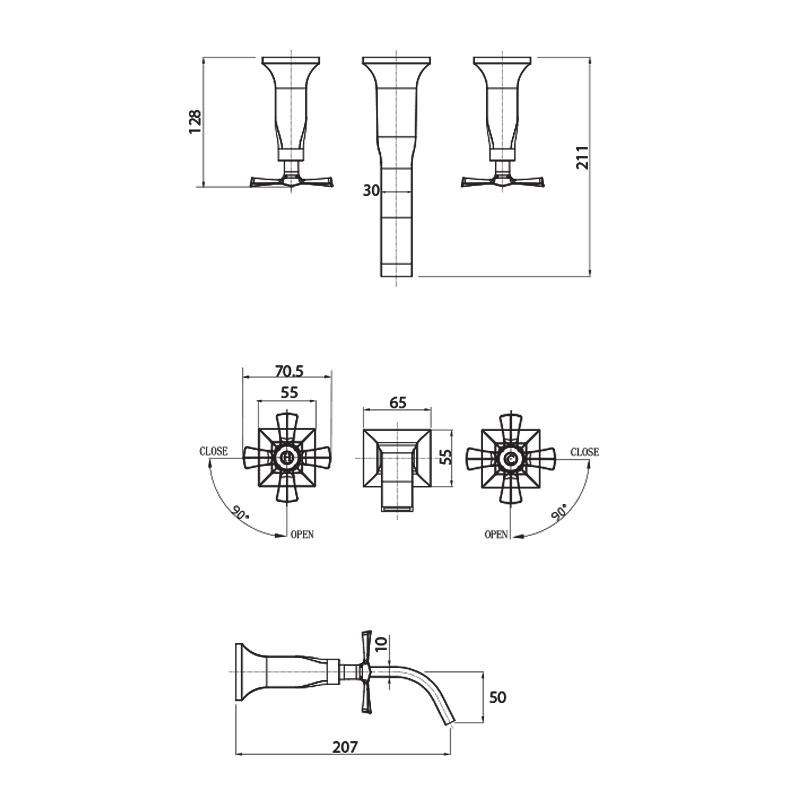 Parisi Jazz Wall/Basin Set with Spout