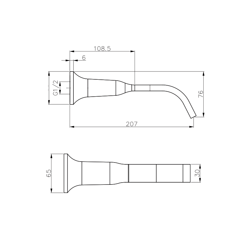 Parisi Jazz Wall Spout 210mm