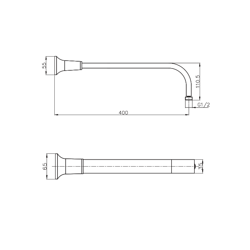 Parisi Jazz Shower Head 220mm & Curved Arm