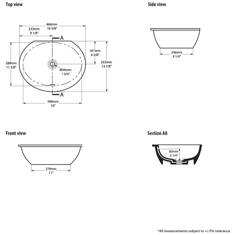 Victoria + Albert Kaali 46 Basin specifications