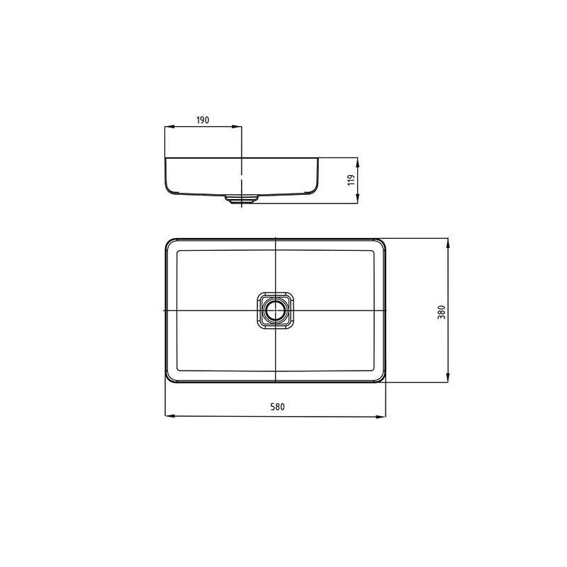 Kaldewei Miena Bowl Rectangle 580 x 380mm Specification