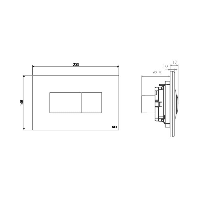 Studio Bagno Karisma Black Soft Touch/Polished Chrome Push Plate Specification
