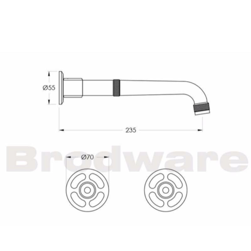 Brodware Industrica 3 Piece Wall Set - Cross Handles  Spec