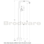 Brodware Industrica Floor Mounted Bath Mixer with Swivel Spout Spec