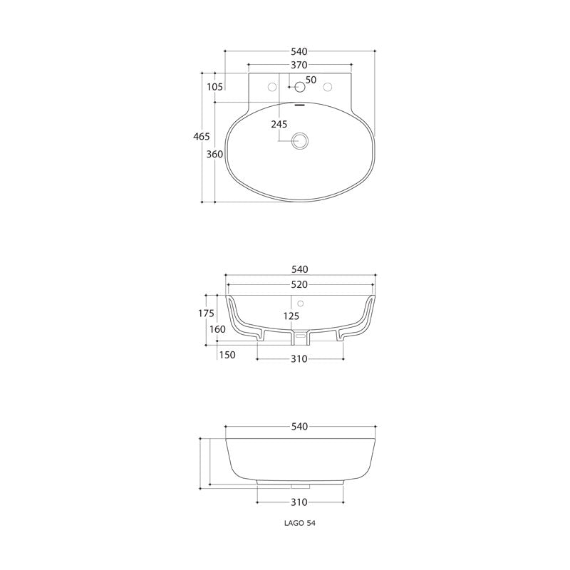 Studio Bagno Lago 54 Bench or Wall Basin Spec