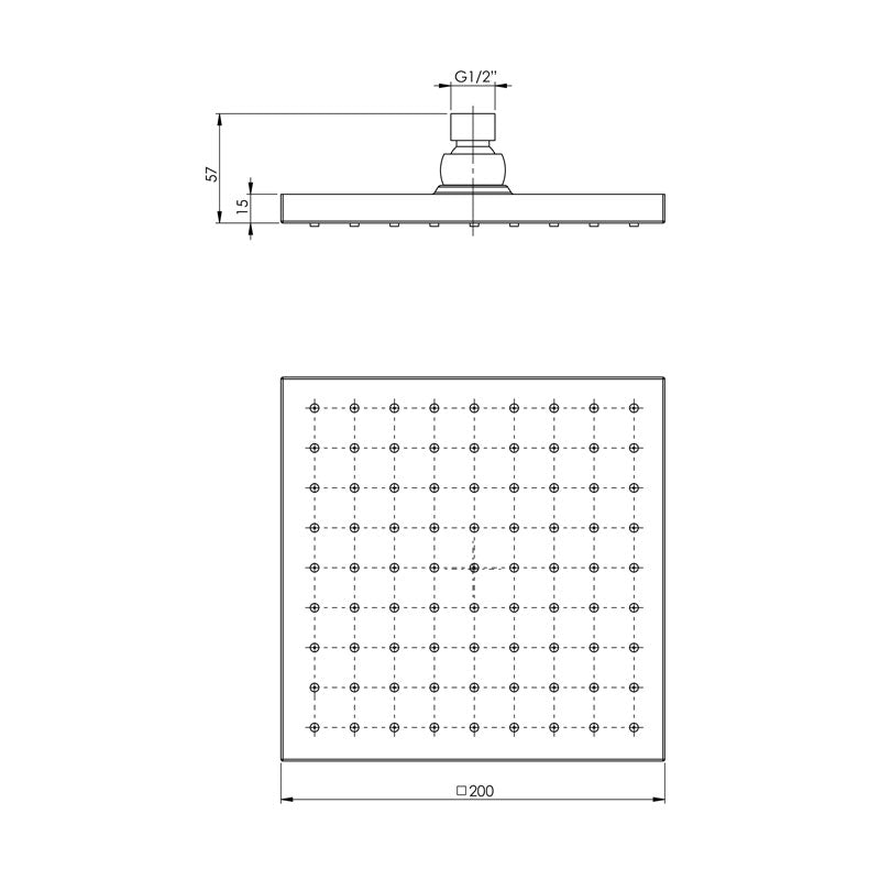 Phoenix Tapware Lexi Shower Rose 200mm Square - Matte Black Specification
