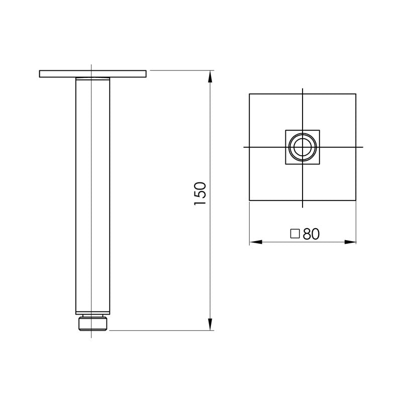 Phoenix Tapware Lexi Ceiling Arm 150mm - Chrome Specification
