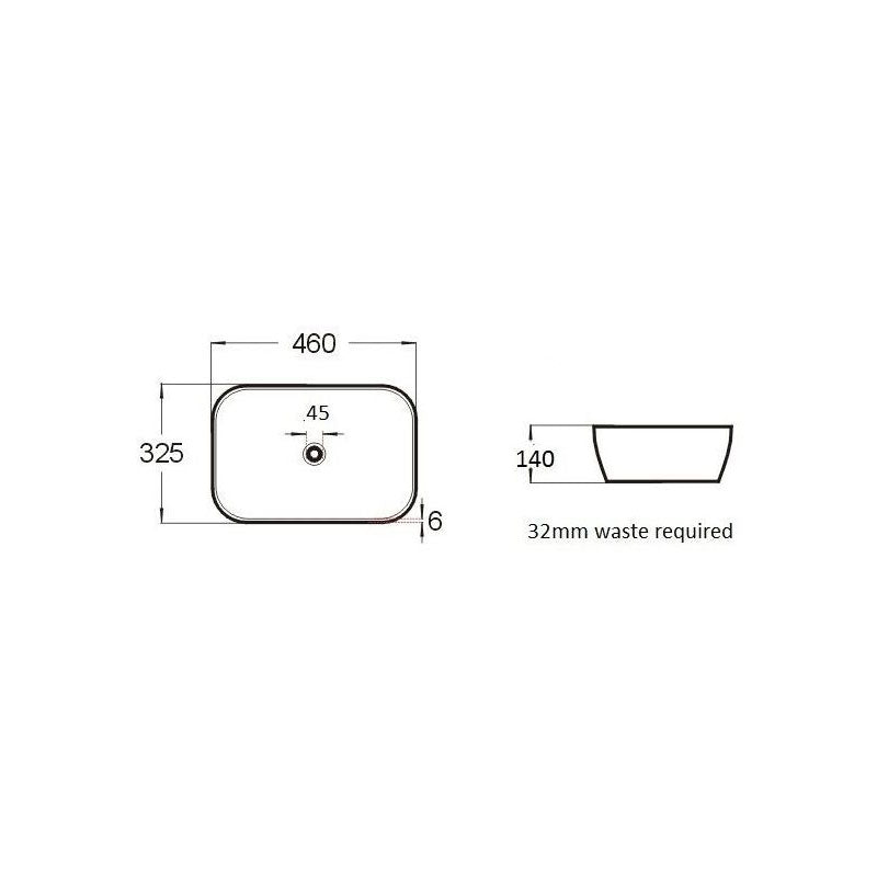 Ledin Cruize 460 Above Counter Basin Spec