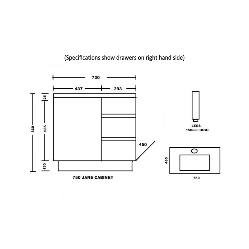 Ledin Jane 750 Freestanding Vanity Spec 