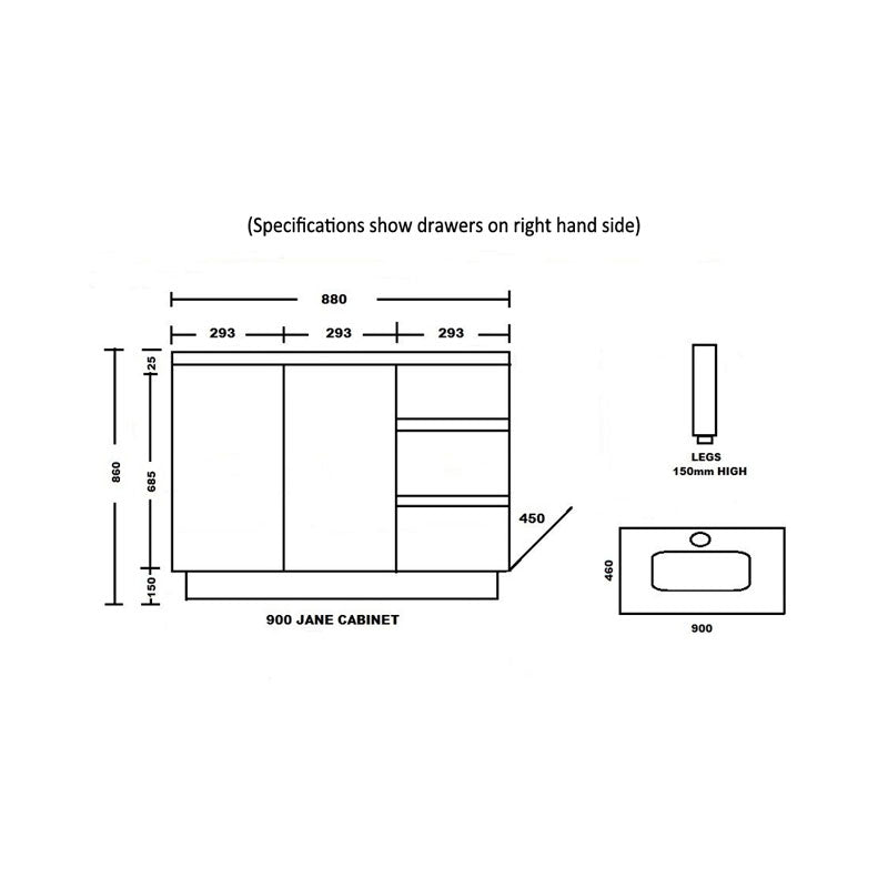 Ledin Jane 900 Freestanding Vanity