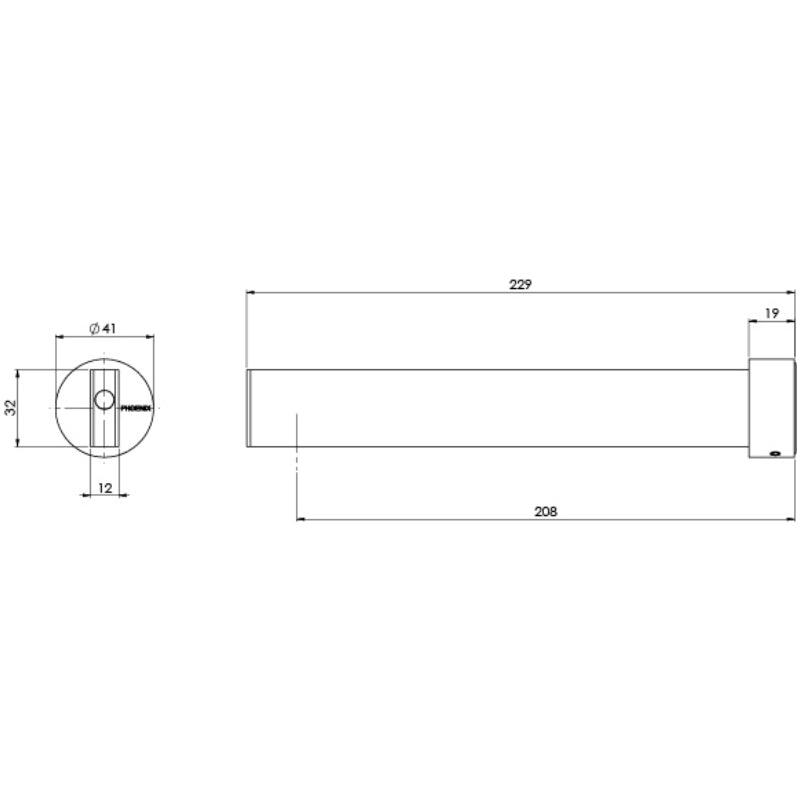 Phoenix Lexi MKII Basin Outlet 200mm - Specification
