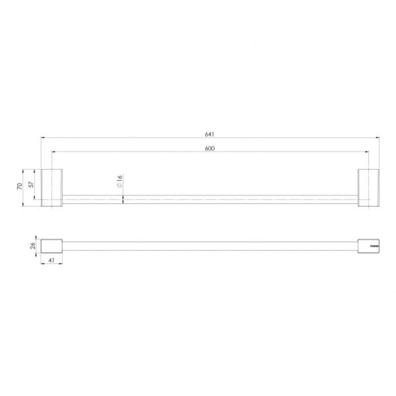 Phoenix Lexi MKII Single Towel Rail 600mm - Specification