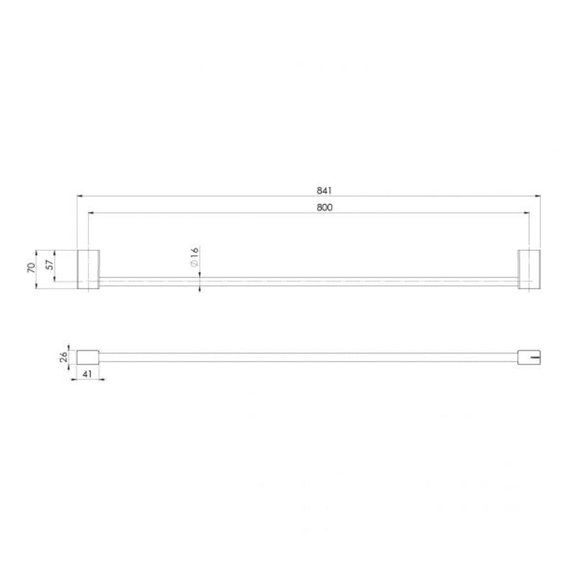 Phoenix Lexi MKII Single Towel Rail 800mm -  Specification