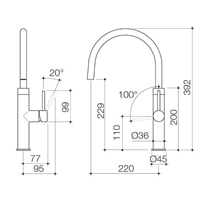 Caroma Liano II Sink Mixer -  Specification