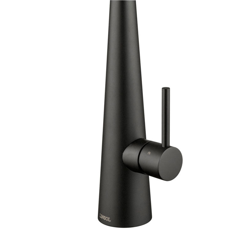 Linsol Giacomo Pull Out Sink Mixer Matte Black Close Up Body