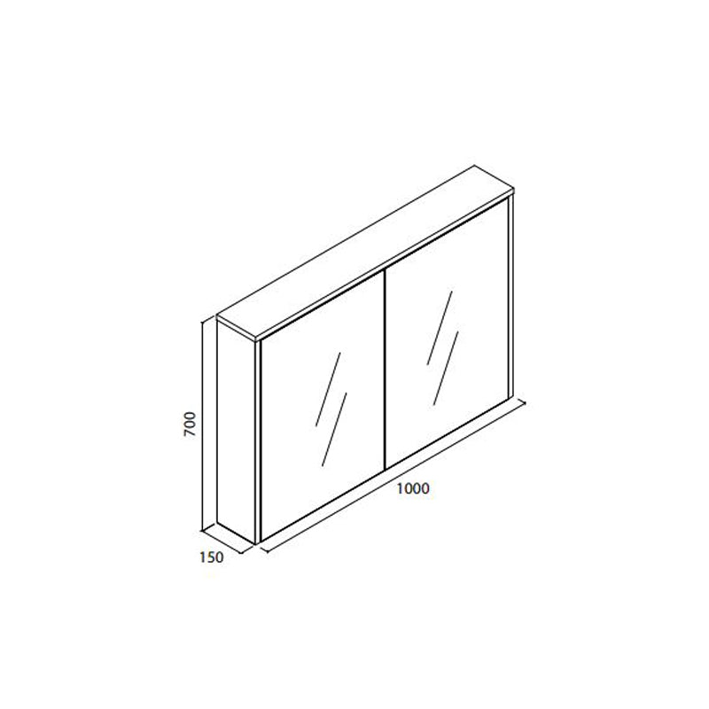 Parisi Look 100 Mirror Cabinet- Gloss White Specification