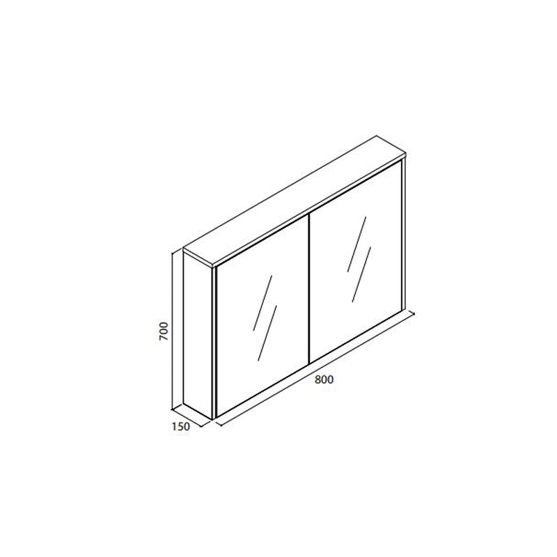 Parisi Look 80 Mirror Cabinet- Gloss White Specification