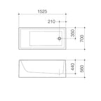 Caroma Liano 1525 Freestanding Bath - Specification