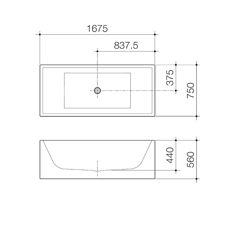 Caroma Liano 1675 Freestanding Bath - Specification