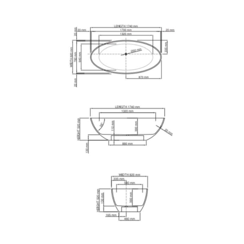 Dadoquartz - London 1740 Bathtub -  Specification