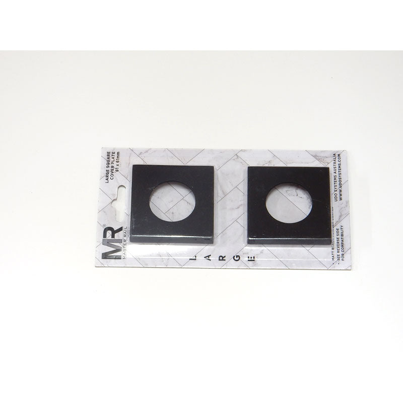 Master Rail Large Square Cover Plate Matt Black (Pair)