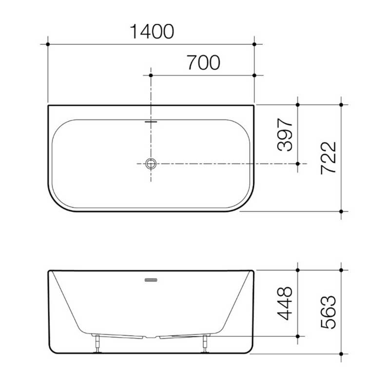 Caroma Luna 1400 Back to Wall Freestanding Bath Specification
