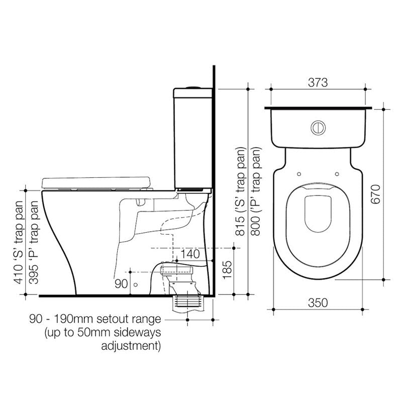 Luna Cleanflush® Close Coupled Toilet Suite - S Trap, BI Specification