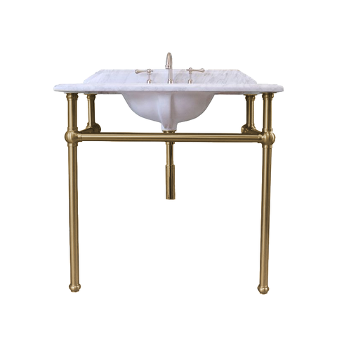 Turner Hastings Mayer Washstand with Marble Top and Brushed Brass Legs - 3 Tap Holes