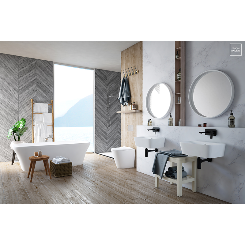 Studio Bagno Manhattan Wall Faced Pan w/ Oli 74 Mechanical In-wall Cistern