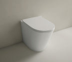 Studio Bagno Manhattan MAN002 Gloss White Wall Faced Pan including Oli 74 (Pneumatic) Cistern & Brushed Stainless Steel Button - MAN002 + 601602/PN + OL093399