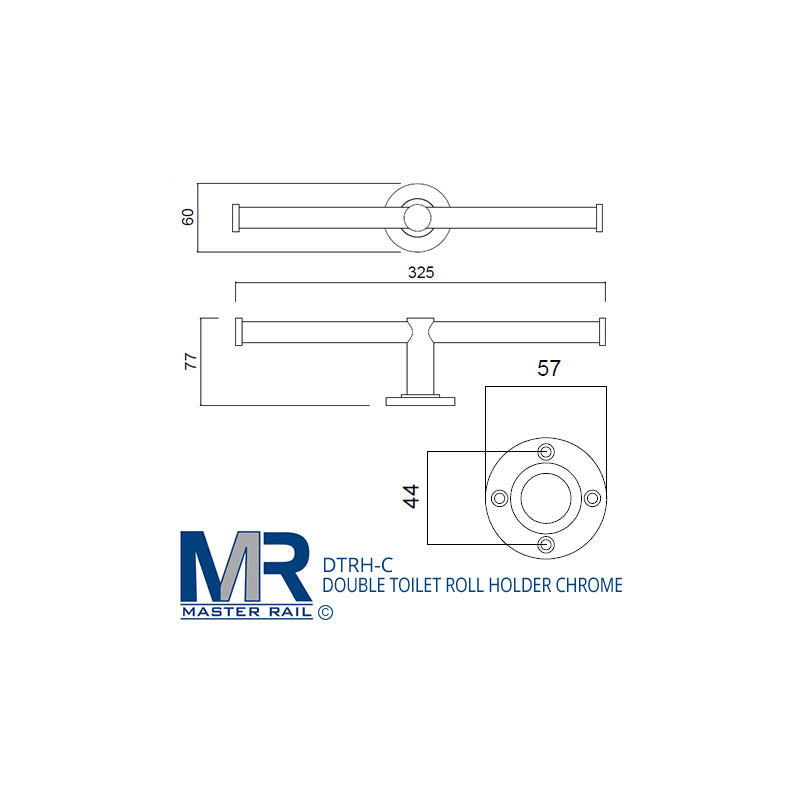 Master Rail Double Toilet Roll Holder Chrome