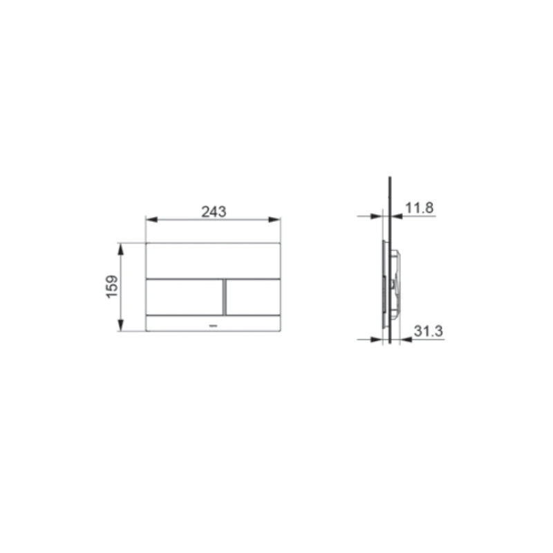 TOTO Stainless Steel Flush Panel - Rectangle Buttons Specification