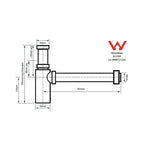 Turner Hastings Aurora Adjustable Bottle P Trap - Brushed Nickel Specification